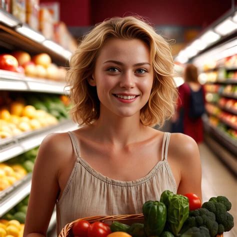 Premium Photo Woman Shopping For Groceries In Supermarket Store