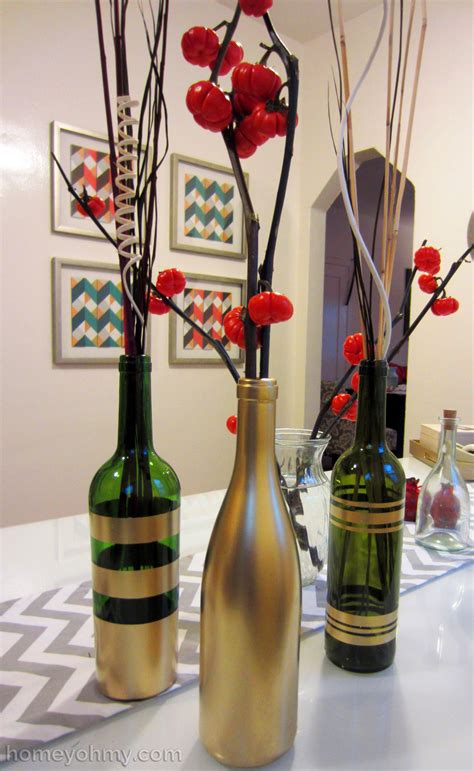 Diy Spray Painted Wine Bottles For Fall Decorating Homey Oh My