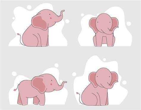 Elefante Con Diferentes Poses Vector Premium