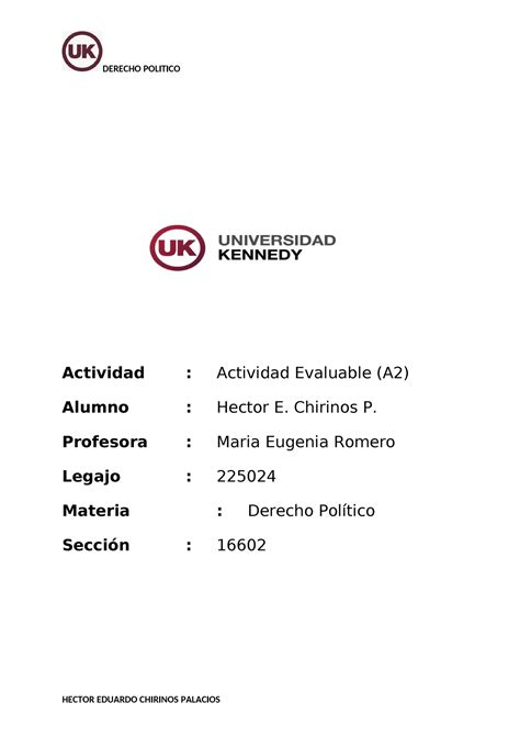 AE2 Actividad Evaluable 2 Derecho Político UK Actividad Actividad