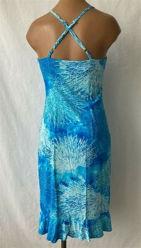 Hilo Hattie Hawaiian Original Blue Beach Sun Dress Wo Gem