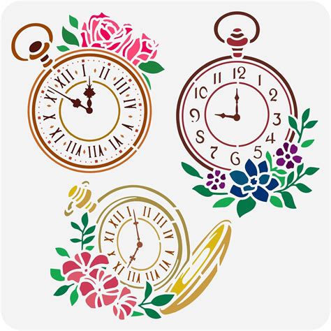 Amazon Fingerinspire Vintage Clocks Stencil X Inch Reusable