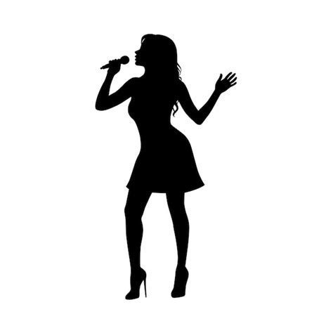 Premium Vector Woman Singer Silhouette Woman Singing On Mic Singer