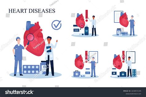 Set Heart Disease Vector Illustration Stock Vector Royalty Free