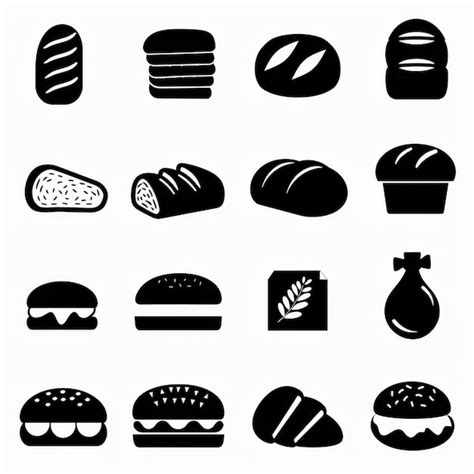 Premium Photo Bread Loaves Icon Bakery Products Set Flat Minimal