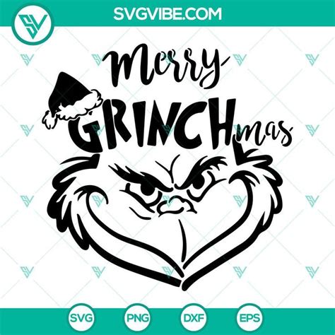 Merry Grinchmas Svg Image Grinch Face Santa Hat Svg Images Grinch