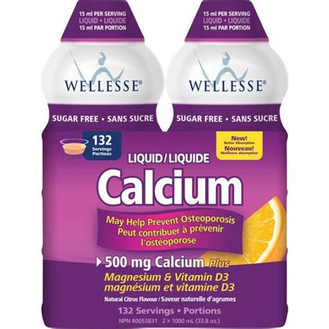 Wellesse Liquid Calcium With Magesium And Vitamin D3 2 X 1 L