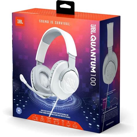 Jbl Quantum 100 Wired Over Ear Gaming Headphones Large Size White