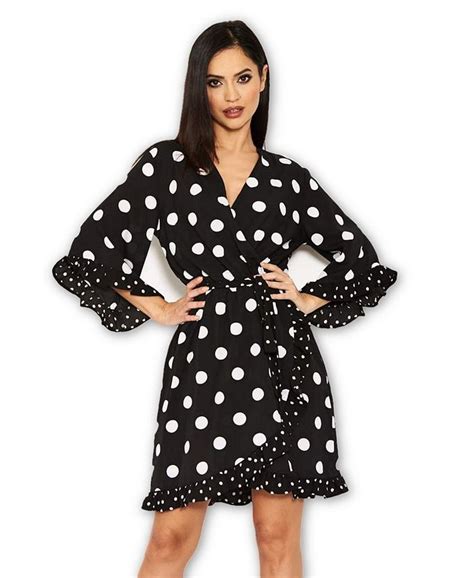 Ax Paris Polka Dot Wrap Skater Dress Macys