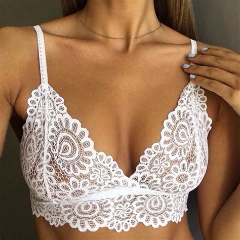 2017 New Sexy Women Lace Crochet Bralette Bralet Push Up Bra Bustier