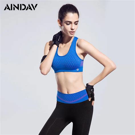 Aindav Women Sexy Padded Fitness Lingge Print Sports Bra Female Running