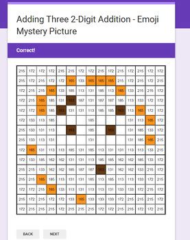 Adding Three Digit Addition Emoji Mystery Picture Google Forms