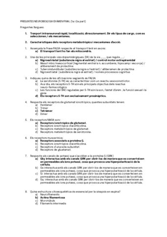 Ex Men Neurobiologia Final A Part Pdf