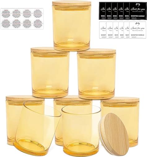 Amazon CONNOO 8 Pack 14 OZ Empty Gold Glass Candle Jars For Making