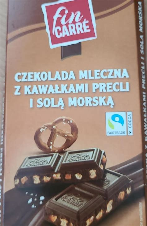 Czekolada mleczna z kawalkami precli i sola morska Fin Carré kalorie