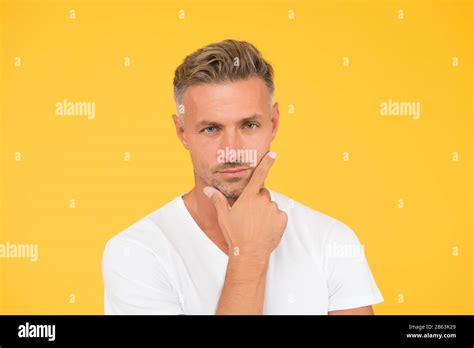 Preoccupied With Own Beauty Man Mature Good Looking Model Hair