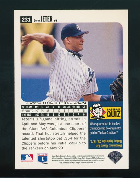 1996 Upper Deck Collector S Choice DEREK JETER Rookie 231 Yankees L146