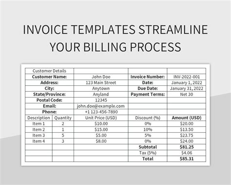 Invoice Templates Streamline Your Billing Process Excel Template And