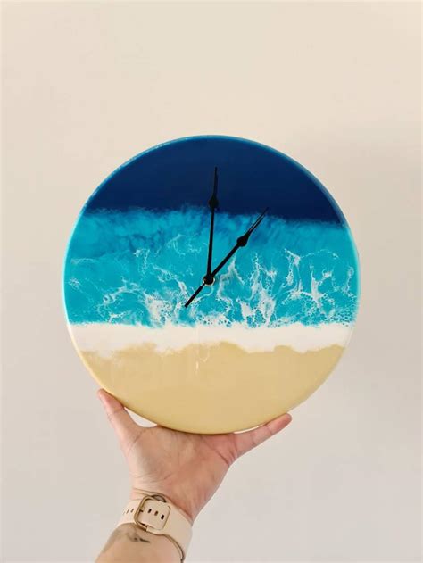 Ocean Theme Resin Wall Clock Etsy