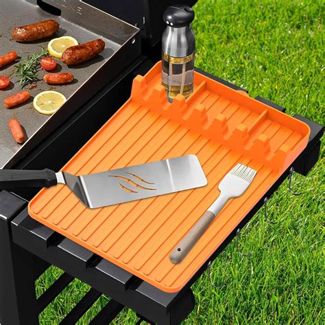 Silicone Bbq Plate Mat For Grill Bbq Caddy Utensil Holder Heat Spatula