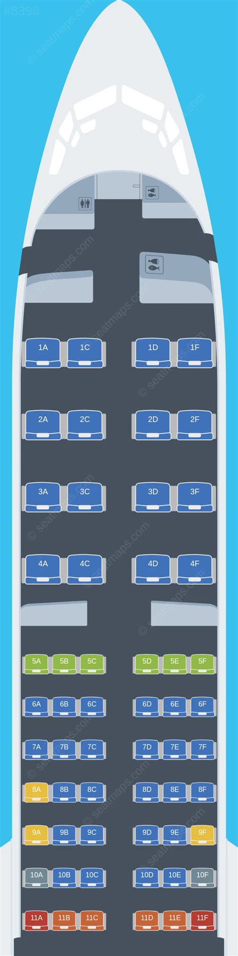 Seat map of Icelandair Boeing 737 MAX 8 aircraft