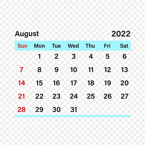 Gambar Kalender Agustus 2022 Agustus 2022 Kalender 2022 Kalender PNG