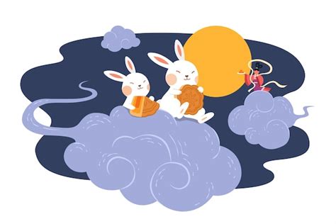 Premium Vector Mid Autumn Festival Poster Design With The Rabbit