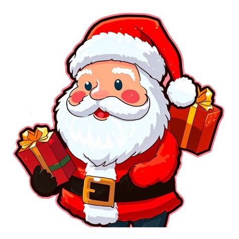 Premium Photo | Sticker template with Santa Claus xmas happy Santa ...