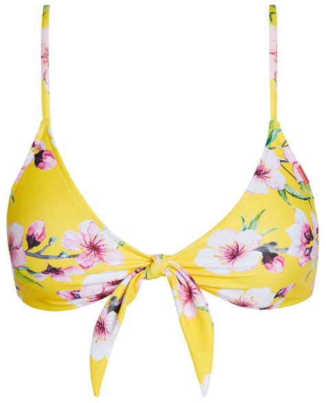 Yellow Cherry Blossom Bralette Top Doll Swimwear