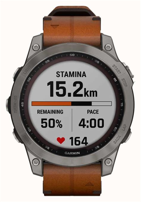 Garmin Fenix Sapphire Solar Titanium Chestnut Leather Strap