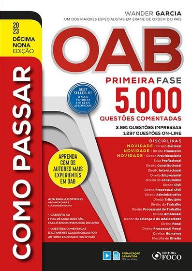 Livro Como Passar na OAB 1ª Fase 5 000 Questões Comentadas 19 ª