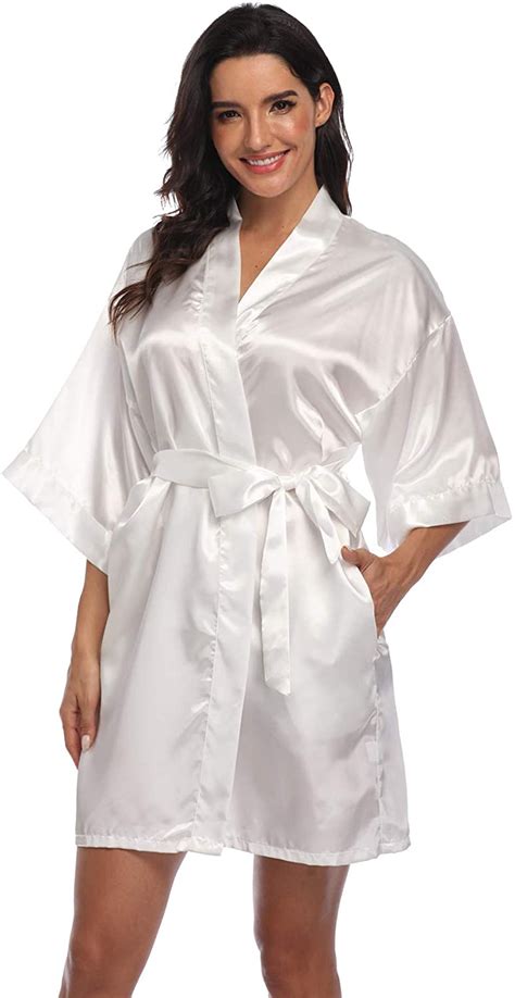 Womens Pure Short Silky Robes Bridesmaid Bride Party Satin Robes