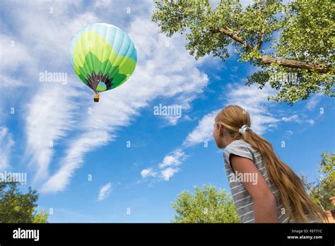 Girl Watching Hot Air Balloon Hi Res Stock Photography And Images Alamy