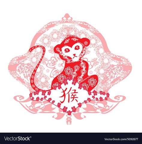 Chinese zodiac signs monkey Royalty Free Vector Image