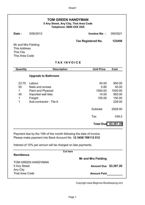 Free Handyman Invoice Templates In Pdf Ms Word Excel