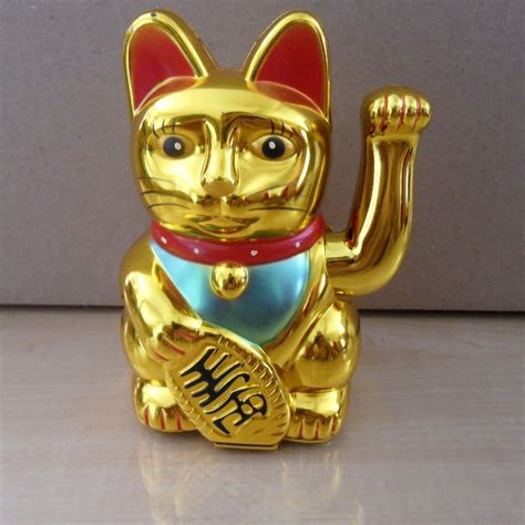 Gato Chino De La Buena Suerte Fortuna Atrae Clientes Dorado 130 00