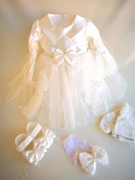 Christening Gown Girl White Baptism Dress Dedication Dress Etsy