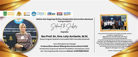 Selamat Sukses Kepada Ibu Prof Dr Dra Lely Arrianie M Si Atas