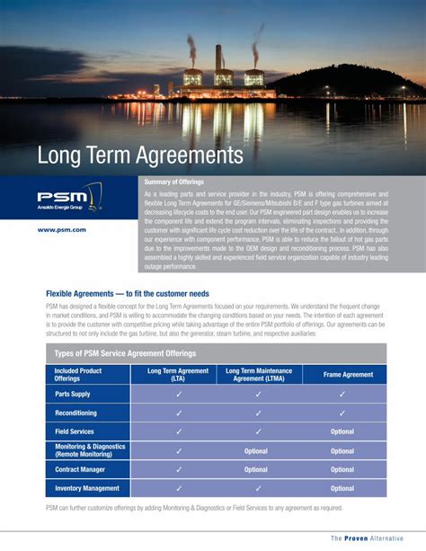 Pdf Long Term Agreements Psm Power Systems Mfg Gas Turbine