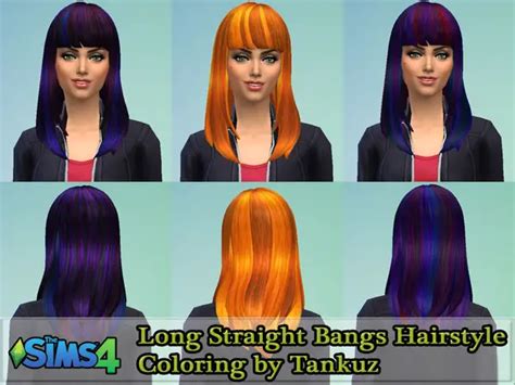 The Sims Resource Long Straight Bangs Hairstyle Coloring By Tankuz