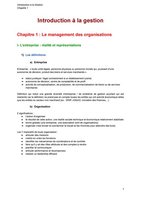 Chapitre Introduction La Gestion Chapitre Introduction La