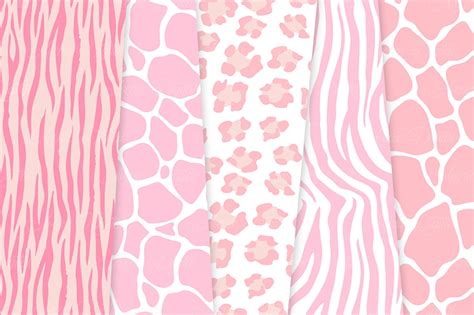 Pink Animal Print Digital Papers - Vector Seamless Patterns By ...