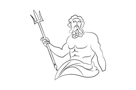 Ancient Greek Mythology Olympian Gods Poseidon Line Art SVG Cut file by ...