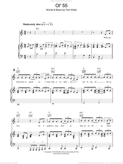 Waits Ol Sheet Music For Voice Piano Or Guitar