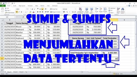 Cara Menjumlahkan Data Tertentu Di Excel Dengan Rumus Sumif Dan Sumifs