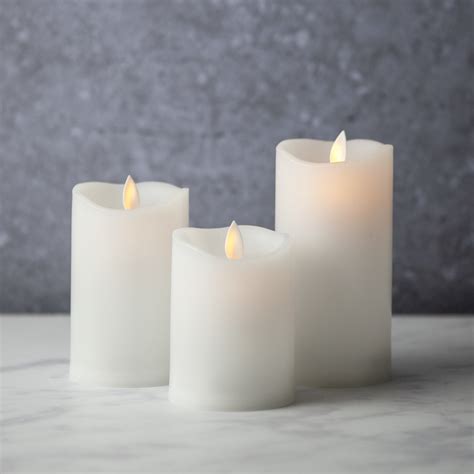 Led Flameless Candles With Remote Set Of 3 Sandstone And Sage