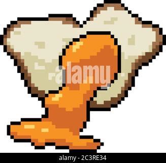 Vector Pixel Art Fried Egg Isolated Cartoon Stock Vector Image Art