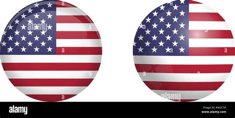 United States Of America Flag Under 3d Dome Button And On Glossy Sphere