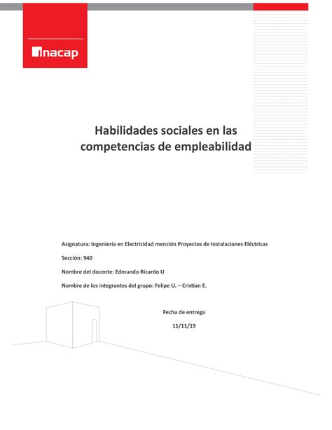 Informe Habilidades Sociales Competencias De Empleabilidad