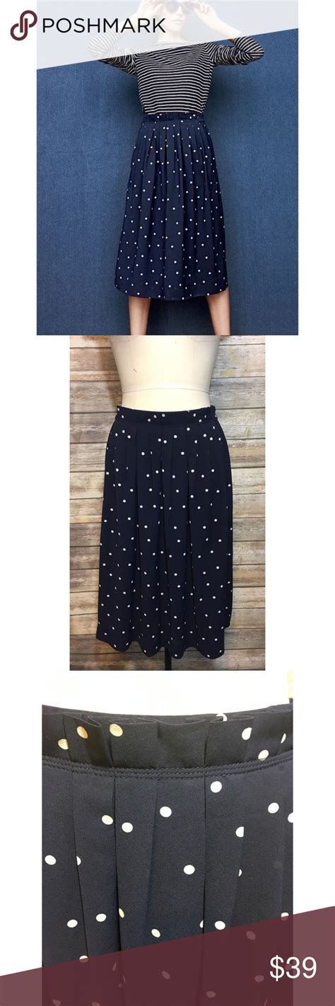 NWT J Crew Pleated Midi Skirt Navy Polka Dot 8 Pleated Midi Skirt